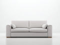 Sofá de 2 plazas tapizado 196 x 91 x 84 cm - blanco marfil y madera natural - respaldo dividido