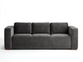 Sofá de 3 plazas de terciopelo 222 x 94 x 84 cm - gris grafito y marrón oscuro - diseño cúbico