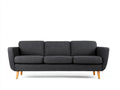 Sofá de 3 plazas tapizado 220 x 91 x 86 cm - gris carbón y madera clara - estilo nórdico
