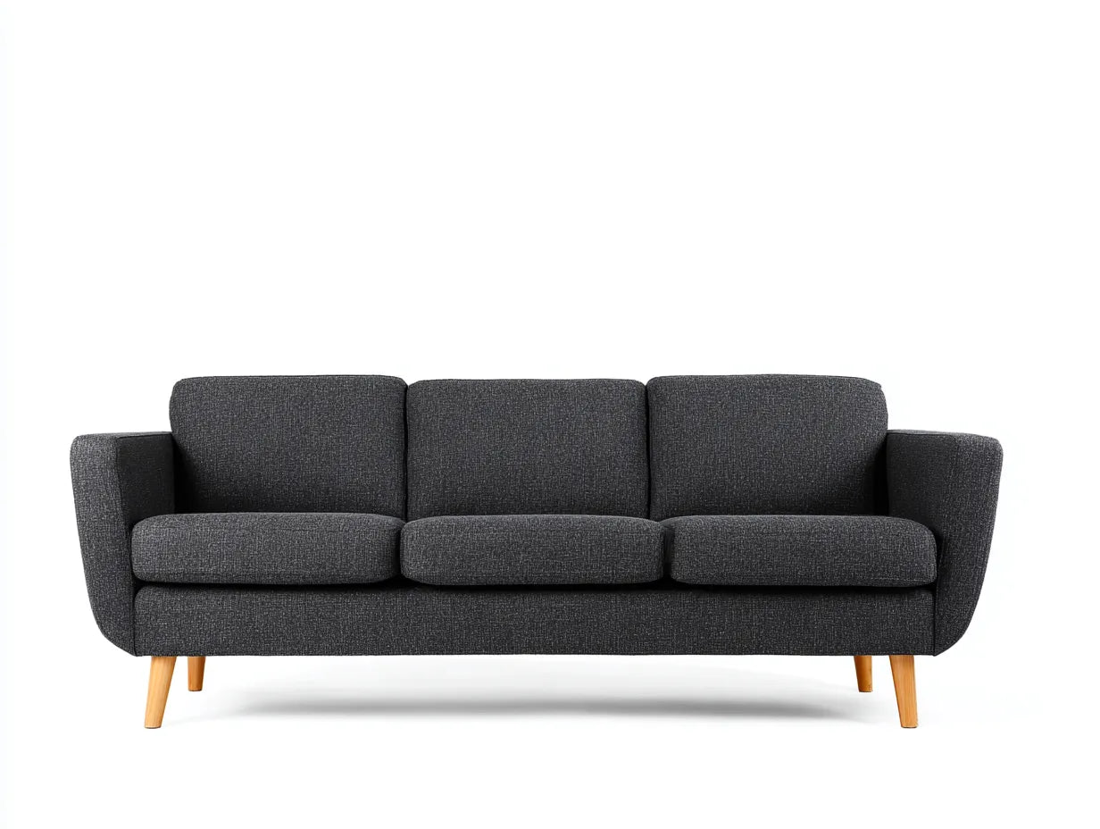 Sofá de 3 plazas tapizado 220 x 91 x 86 cm - gris carbón y madera clara - estilo nórdico