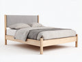 Cama doble de madera 211 x 168 x 110 cm - roble natural y gris medio - cabecero enmarcado