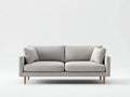 Sofá de 2 plazas tapizado 190×86×82 cm - gris perla y nogal - brazos redondeados con base elevada