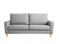 Sofá de 2 plazas tapizado 203 x 91 x 85 cm - gris niebla y roble natural - brazos curvos