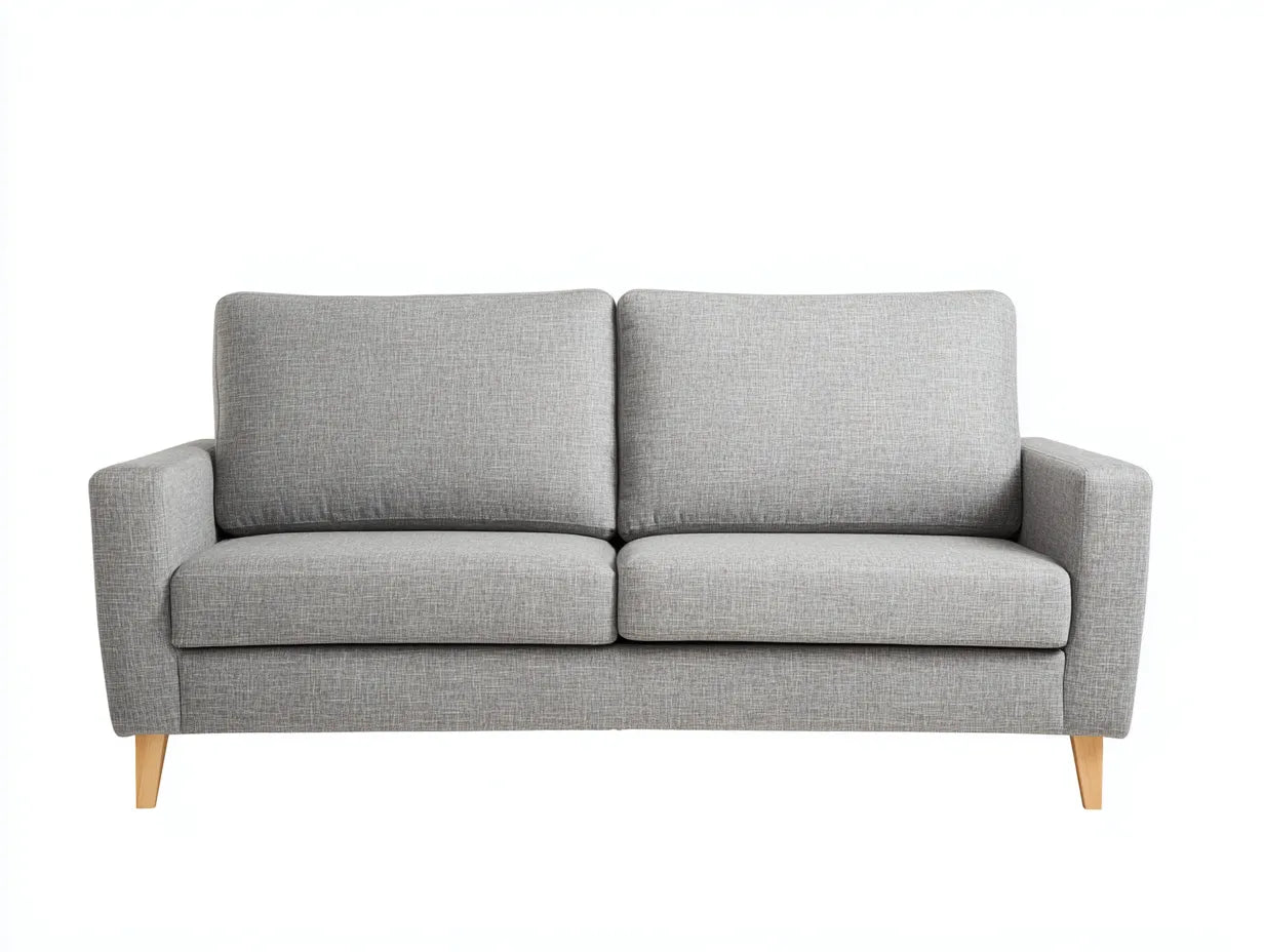 Sofá de 2 plazas tapizado 203 x 91 x 85 cm - gris niebla y roble natural - brazos curvos
