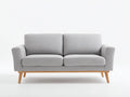 Sofá de 2 plazas de tejido 190 x 89 x 84 cm - gris ceniza claro y madera natural - línea recta