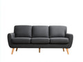 Sofá de 3 plazas de tejido 215 x 92 x 88 cm - gris oscuro y madera natural - brazos curvos