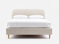 Cama matrimonial tapizada 212 x 168 x 106 cm - beige arena y roble natural - cabecero rectangular