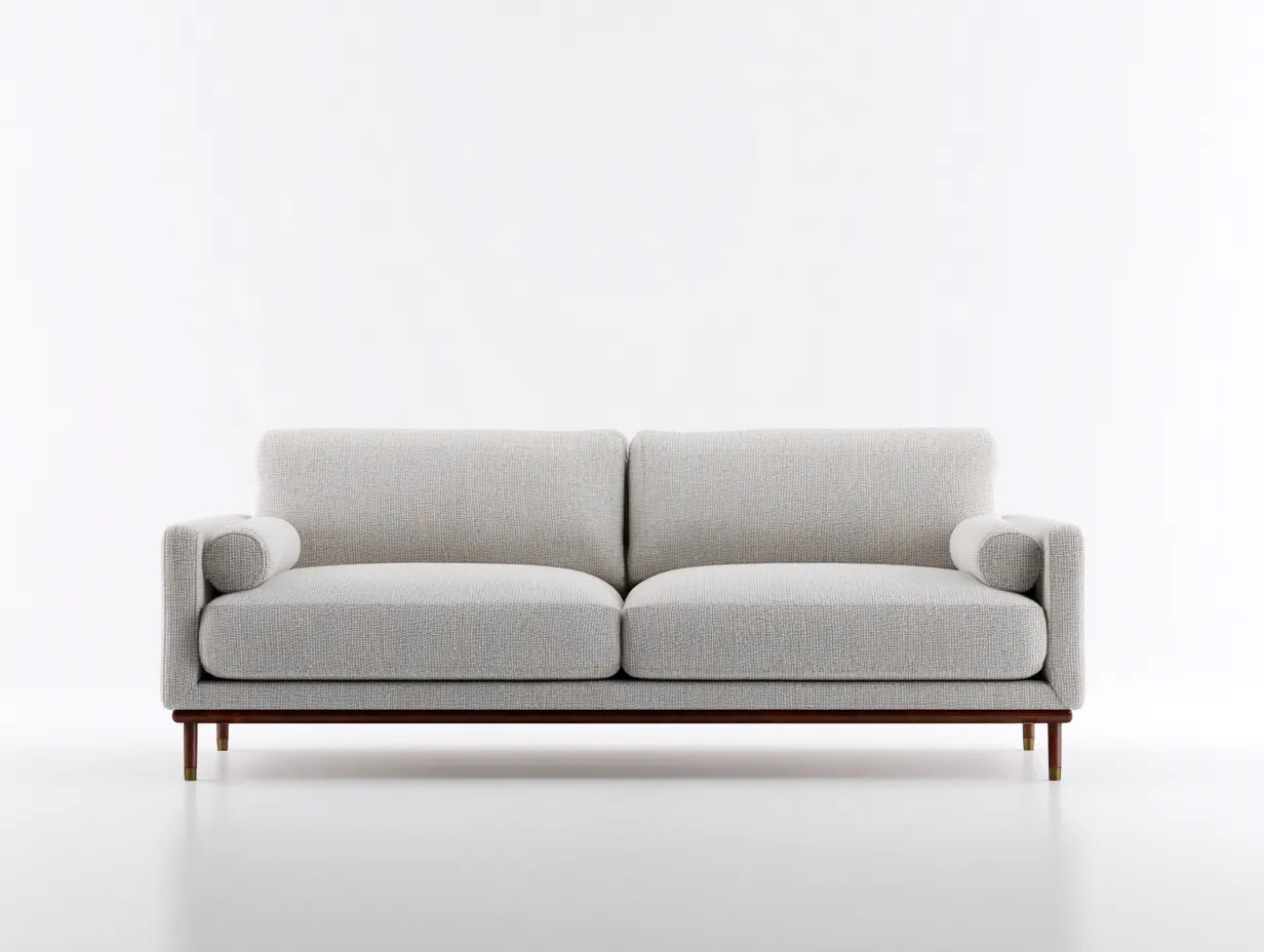 Sofá de 2 plazas tapizado 198×88×84 cm - gris claro y negro - brazos anchos con patas metálicas