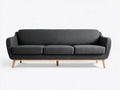 Sofá de 3 plazas de tejido 218 x 89 x 84 cm - gris antracita y madera natural - respaldo envolvente