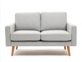 Sofá de 2 plazas tapizado 196 x 88 x 86 cm - gris claro y madera natural - diseño nórdico elevado