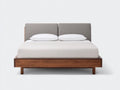 Cama matrimonial de madera 216 x 174 x 105 cm - nogal tostado y gris carbón - cabecero inclinado enmarcado