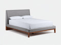 Cama matrimonial tapizada 212 x 170 x 101 cm - gris piedra y nogal oscuro - de estilo contemporáneo para dormitorio