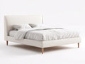 Cama tapizada 214 x 168 x 108 cm - arena clara y nogal - estructura elevada